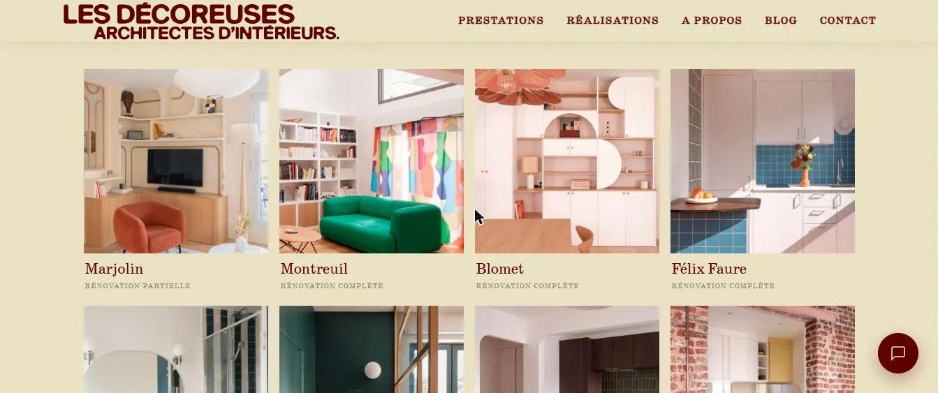 Nouveau site Les Décoreuses : grille des réalisations
